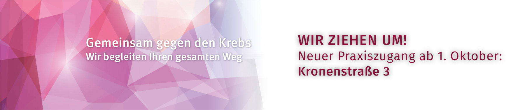 Wir ziehen um! Neuer Praxiszugang ab 1. Oktober: Kronenstraße 3